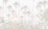 Tapet Personalizat Jungla Amazoniana cu padure de palmieri in nuante estompate si fundal texturat - FADED TEXTURED AMAZON