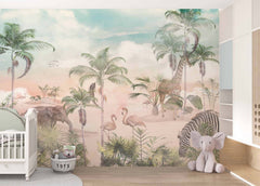 Tapet Personalizat Jungla Amazoniana cu animale in vegetatie desertica si dune de nisip - DESERT ANIMALS DUNES