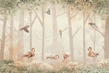 Tapet Personalizat Jungla Amazoniana cu padure, papagali si flamingo - BIRD'S FOREST NEST