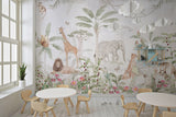 Tapet Personalizat Jungla Amazoniana cu padure tropicala inflorita si animale salbatice - WATERCOLOR EXOTIC ANIMALS