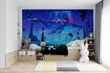 Tapet personalizat lumea animalelor pentru copii cu lumea subacvactica a balenelor underwater whale