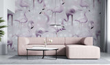 Tapet personalizat lumea animalelor pentru copii cu flamingo in nuante lila lavander flamingo
