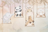 Tapet Personalizat Lumea Animalelor cu animale exotice care se dau in leagan - SWINGING ANIMALS