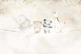 Tapet Personalizat Lumea Animalelor cu animalute exotice asezate pe franghie aflate in ceata pe un fundal bej - ON THE ROPE BEIGE