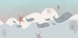 Tapet Personalizat Lumea Animalelor  cu balene si pui de balene in valurile marii  - LITTLE WHALES