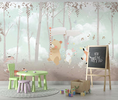 Tapet Personalizat Lumea Animalelor cu animale cantand prin padurea noroioasa  - MUDDY DANCE