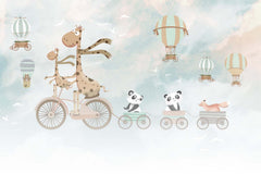 Tapet Personalizat Lumea Animalelor cu animale in trenulet prin cerul desertic - DESERT SKY