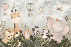Tapet Personalizat Lumea Animalelor cu pui de animalute prin frunzele dense tropicale  - KINGS OF THE JUNGLE