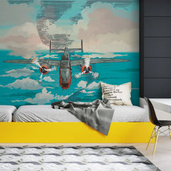 Tapet personalizat micii exploratori pentru copii cu avion cu motor pe apa water jet plane