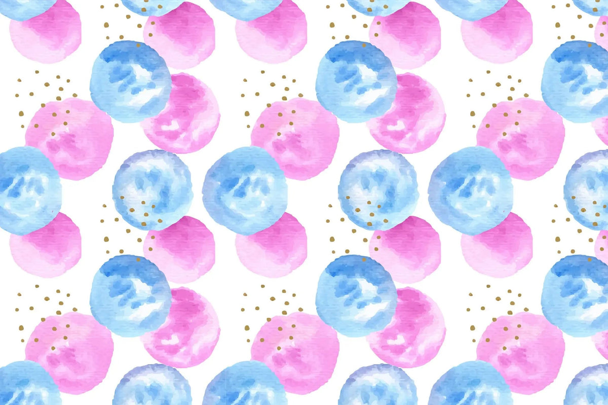 Tapet personalizat inspiratie scandinava pentru copii cu buline roz si albastru watercolor dots