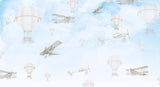 Tapet Personalizat Micii Exploratori cu avioane si baloane cu aer cald pe cerul albastru - CLEAR SKY FLIGHT