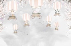Tapet Personalizat Micii Exploratori cu animale zburand in baloane cu aer cald - HOT BALLOON EXPLORERS