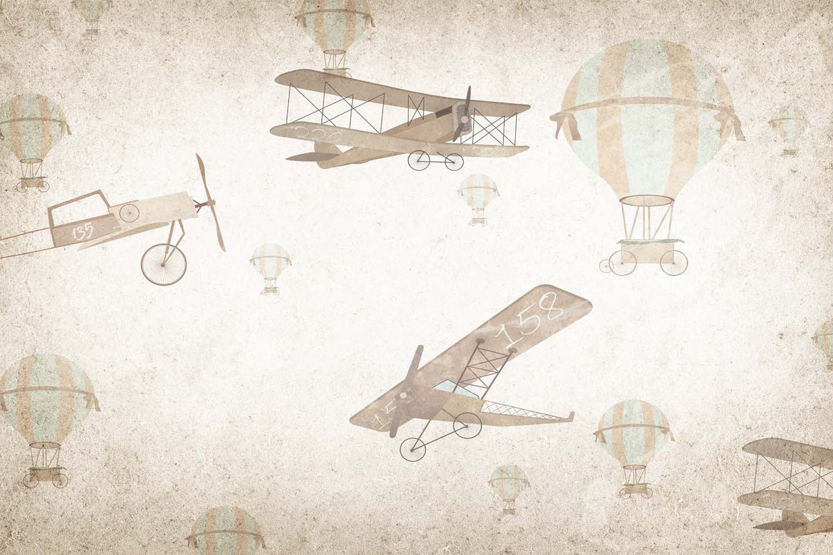 Tapet Personalizat Micii Exploratori cu avioane de lupta vintage - VINTAGE WAR PLANES