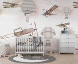 Tapet Personalizat Micii Exploratori cu avioane vintage si fluturi - BUTTERFLY BIPLANE