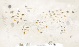Tapet Personalizat Micii Exploratori cu harta lumii bej cu animale - BEIGE ANIMAL MAP