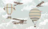 Tapet Personalizat Micii Exploratori cu avioane si pasari deasupra norilor - BIRDS AND PLANES