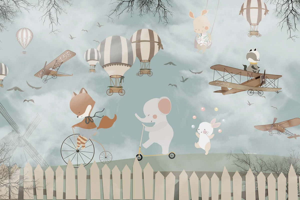 Tapet Personalizat Micii Exploratori cu animalute jucandu-se in curte - BACKYARD PLAY