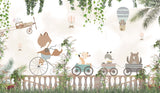 Tapet Personalizat Micii Exploratori cu animale la plimbare printre ruine cu vegetatie - RUINS RIDE