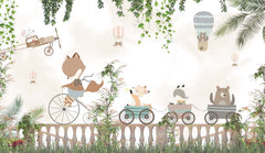 Tapet Personalizat Micii Exploratori cu animale la plimbare printre ruine cu vegetatie - RUINS RIDE