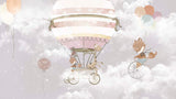 Tapet Personalizat Micii Exploratori cu animale si balon cu aer cald in ninsoare - SNOWY SKY HIGH