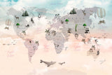 Tapet Personalizat Micii Exploratori cu harta lumii in stil tropical - TROPICAL TIDE MAP