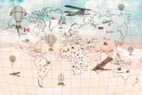 Tapet Personalizat Micii Exploratori cu conturul hartii globului in nuante gradient - OUTLINE GLOBE'S MAP