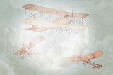 Tapet Personalizat Micii Exploratori cu avioane zburand peste luna in ceata - MOONSHINE BIPLANES