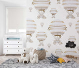 Tapet Personalizat Micii Exploratori cu pattern cu baloane cu aer cald bej grej - BEIGE BALLOONS PATTERN