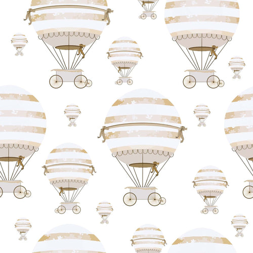 Tapet Personalizat Micii Exploratori cu pattern cu baloane cu aer cald bej grej - BEIGE BALLOONS PATTERN