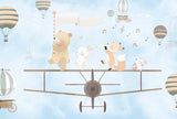 Tapet Personalizat Micii Exploratori cu animalute muzicale mergand pe avion - SINGING ON THE BIPLANE LIGHT