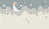Tapet personalizat inspiratie scandinava pentru copii cu cer instelat visator si luna dreamy sky