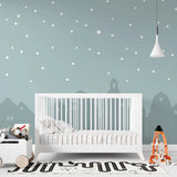 Tapet personalizat inspiratie scandinava pentru copii cu cer instelat peste oras city under the stars