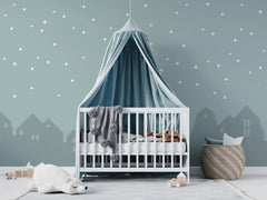 Tapet personalizat inspiratie scandinava pentru copii cu cer instelat peste oras city under the stars