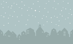 Tapet personalizat inspiratie scandinava pentru copii cu cer instelat peste oras city under the stars