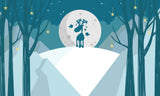 Tapet personalizat inspiratie scandinava pentru copii cu ren sub clar de luna magic reindeer