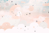 Tapet Personalizat Inspiratie Scandinava pentru Copii cu luna si stele pe cerul trandafiriu - LIGHT PEACH MOON