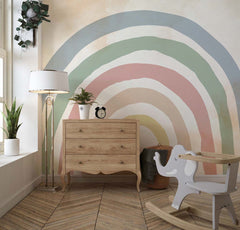Tapet Personalizat Inspiratie Scandinava pentru Copii cu curcubeu vintage - VINTAGE RAINBOW