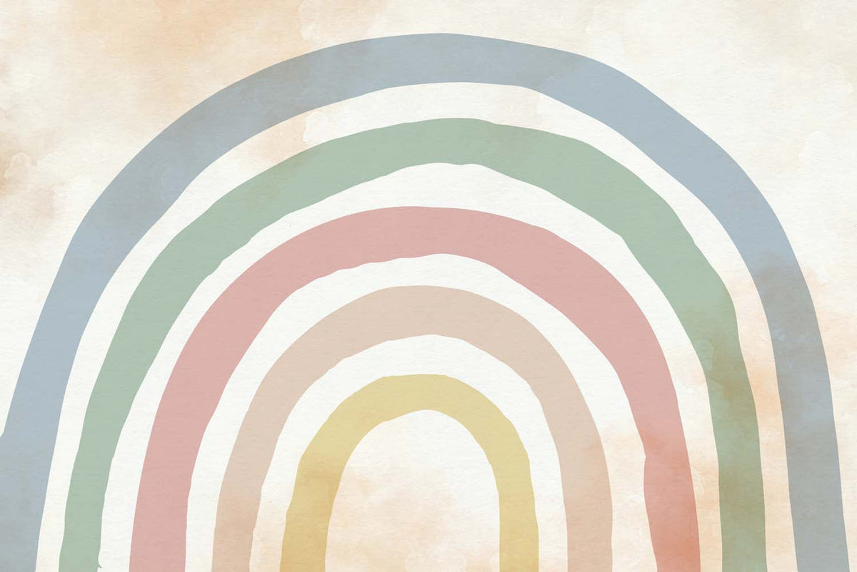 Tapet Personalizat Inspiratie Scandinava pentru Copii cu curcubeu vintage - VINTAGE RAINBOW