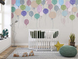 Tapet Personalizat Inspiratie Scandinava pentru Copii cu baloane colorate de petrecere in nuante vibrante - VIVID BALLOONS