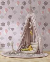 Tapet Personalizat Inspiratie Scandinava pentru Copii cu pattern de baloane in nuante de roz - PURPLE BALLOONS PATTERN