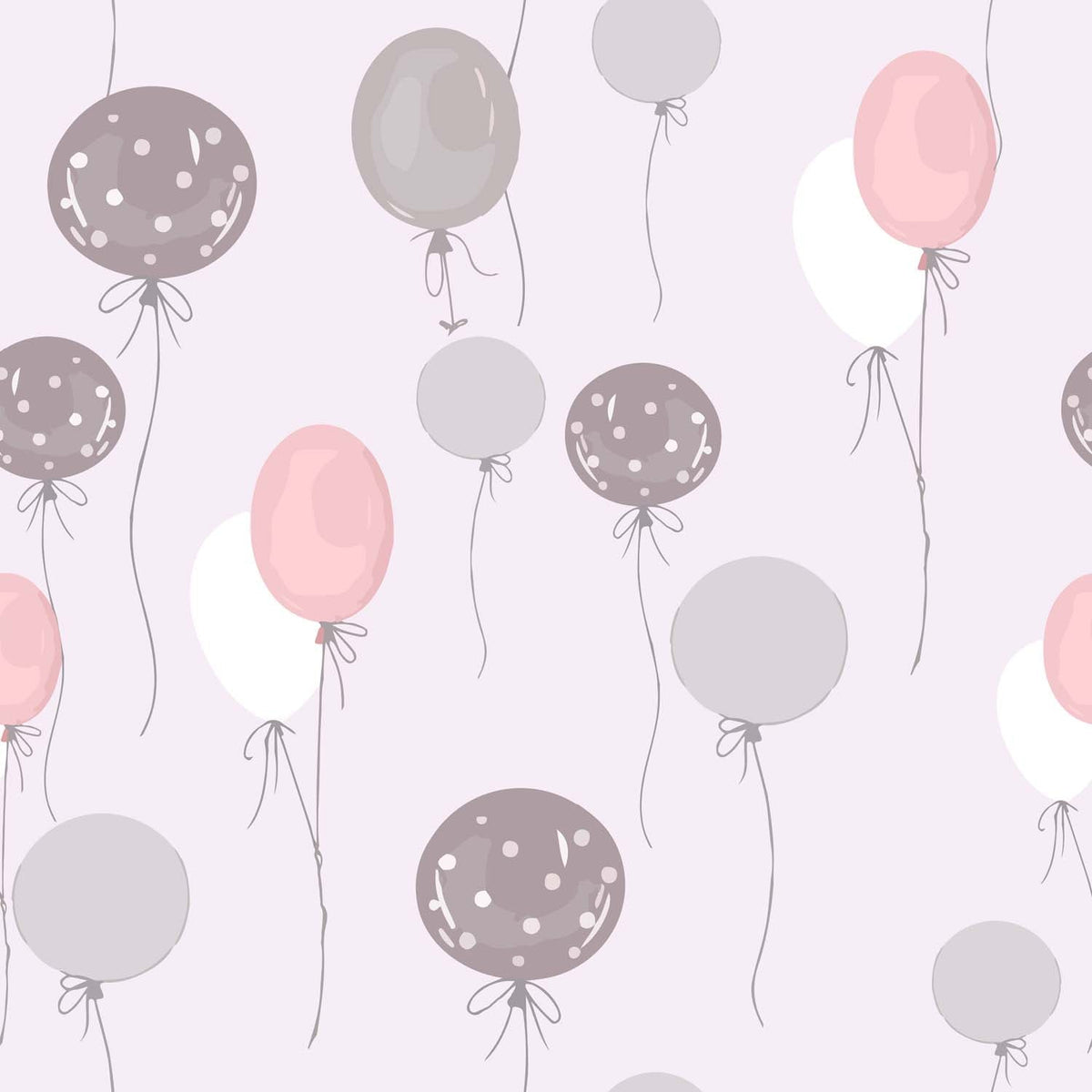 Tapet Personalizat Inspiratie Scandinava pentru Copii cu pattern de baloane in nuante de roz - PURPLE BALLOONS PATTERN