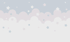 Tapet Personalizat Inspiratie Scandinava pentru Copii cu nori gri si stelute - STARRY CLOUDS
