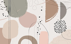 Tapet Personalizat Inspiratie Scandinava pentru Copii cu forme abstracte in stil line art in nuante pastel - DOTTY PASTEL ABSTRACT