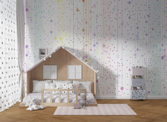 Tapet Personalizat Inspiratie Scandinava pentru Copii cu puncte abstracte multicolore - SOFT RAINBOW COLORS