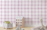 Tapet Personalizat Inspiratie Scandinava pentru Copii cu pattern de carouri in nuante de mov lila - PINK WILLOW CHECK