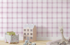 Tapet Personalizat Inspiratie Scandinava pentru Copii cu pattern de carouri in nuante de mov lila - PINK WILLOW CHECK