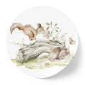 Sticker perete copii rotund cu Veverita draguta si ilustratie padure in acuarela   SQUIRREL FOREST