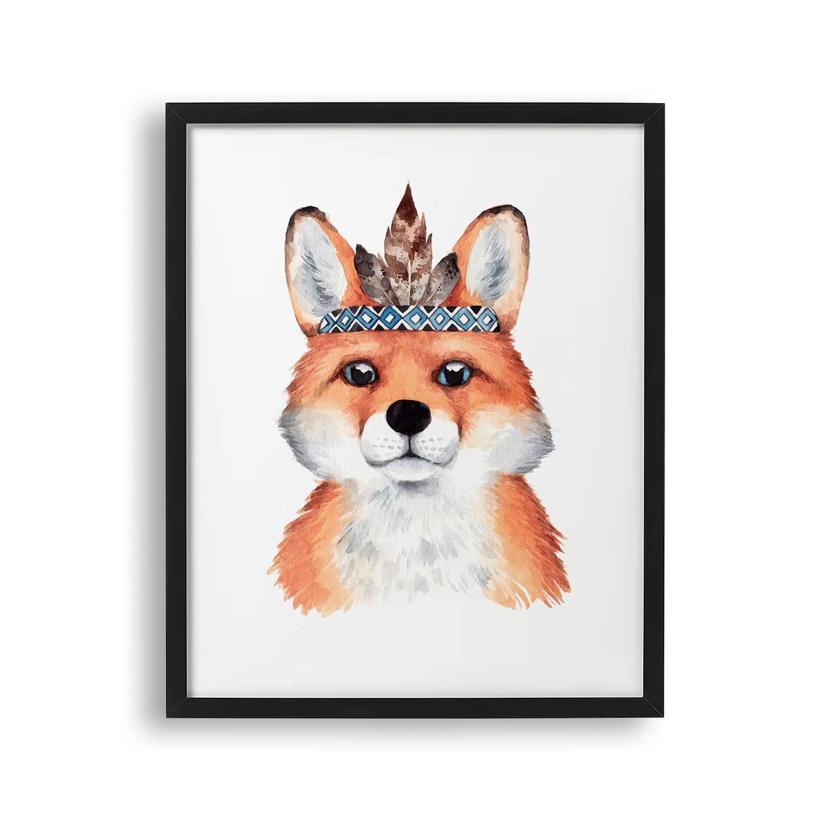 Tablou cu rama destinat copiilor care reprezinta un portret boho al unei vulpi fox portrait