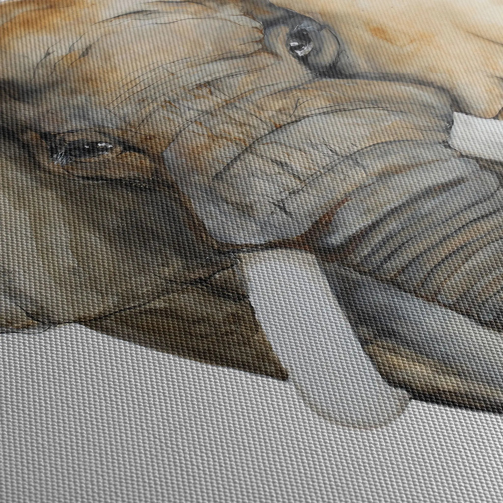 Tablou canvas pentru copii care ilustreaza un elefant desenat cu acuarela pe fundal alb elephant